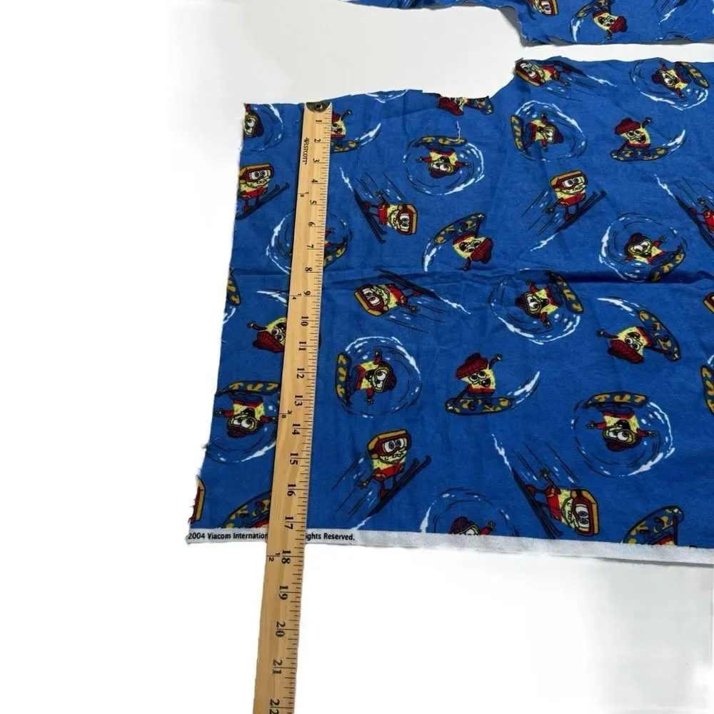 Vintage 2004 SpongeBob SquarePants Ski Snowboard Flannel Fabric Pieces Adorable